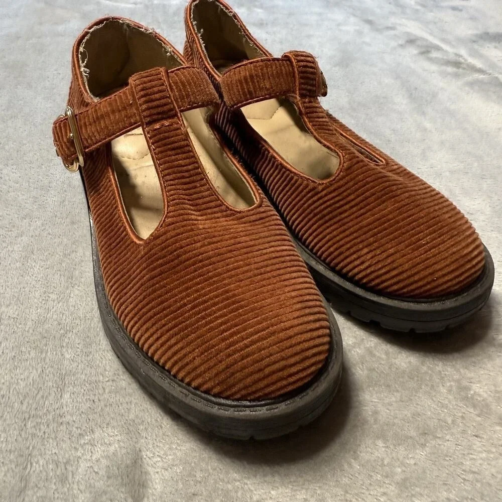 Sam Edelman Taelor Girls Youth Size 1 Kids Corduroy Loafer Brown Mary Jane